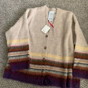 Fabrique Mohair Striped Multicolor Cardigan Sweater